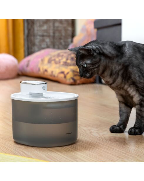 Fontaine pour chats rechargeable avec détecteur Refopet blanc/gris